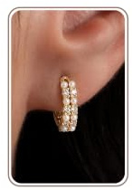 KINHOPI Hoop Earrings Silver/14K Gold Plated White Flower/Pearl Huggie Earrings with Cubic Zirconia Hypoallergenic Lightweight Everyday Jewellery Gifts for Women Girls