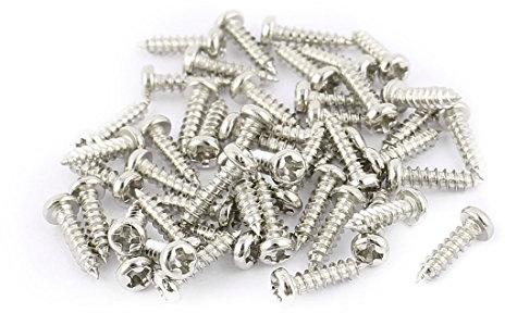 uxcell 50 Pcs M2 x 8mm Stainless Steel Phillips Round Head Self Tapping Screws Bolts