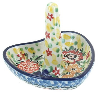 Blue Rose Polish Pottery - Red Hummingbird Ring Holder - 2.75 x 3 - Ceramic Jewelry Dish for Rings