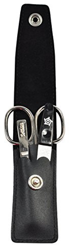 Pfeilring Taschenetui mit Swarovski-Steinen, 3-telige Nickelfüllung (Nagelschere, Pinzette, Nagelfeile), schwarz, 1er Pack (1 x 3 Stück)