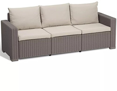 Keter Allibert Lounge California Sofa, Lounge Sofa, Balkon, Cappuccino/Panama Sand, 199 x 68 x 72 cm, 233052