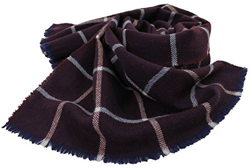 Rotfuchs Schal Webschal Karo modisch rot weiß 100% Wolle (Merino) R-92