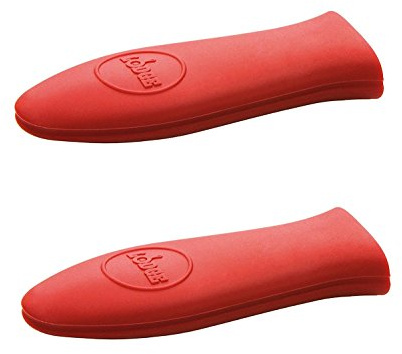 Lodge Manoplas de silicona con mango caliente para horno, protección contra el calor, sartén de hierro fundido de silicona para horno holandés (rojo, 2 unidades)