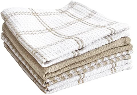 T-Fal Premium Waffle Dish Cloths: Highly Absorbent, Super Soft Long Lasting - 100% Cotton, 12x13 Towel for Cleaning & Drying, (4-Pack), Sand
