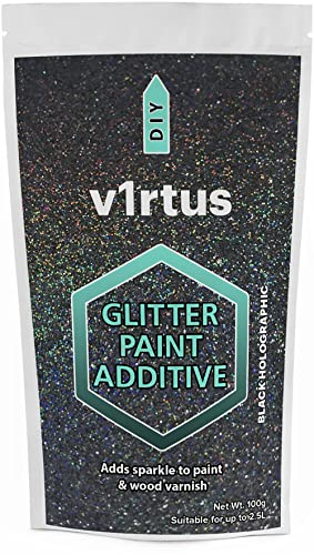 v1rtus Black Holographic Glitter Paint Additive 100g / 3.5oz Emulsion Paint