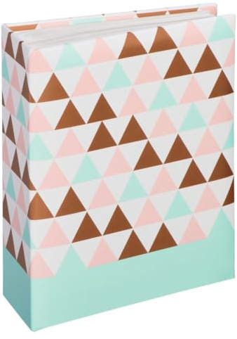 Hama Minimax Fotoalbum Designline (Traditionelles Fotoalbum im Format 13 cm x 16,5 cm, für 100 Fotos 10 x 15 cm, 100 Seiten, Dreieck) weiß/braun/türkis/rosa