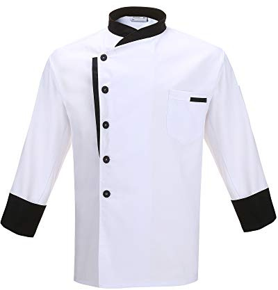 Nanxson Unisexe Veste de Cuisinier Professionnel Blouse de Cuisine Manches Longues avec Poche pour Cuisinier Serveur Hôtel Restaurant Bar CFM0016