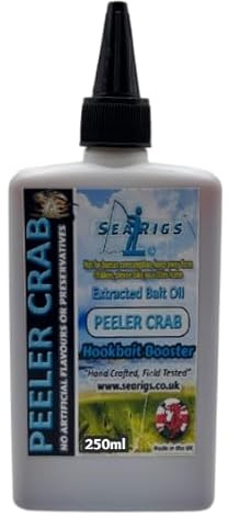 searigs Sea Fishing - Extract Bait Oil (PEELER CRAB) also Black Lugworm, Crab, Mackerel and Bluey, Squid and Cuttlefish, Prawn and Crab, Rag worm, Sea Fishing Bait for Cod, Bass, Sole Plaice