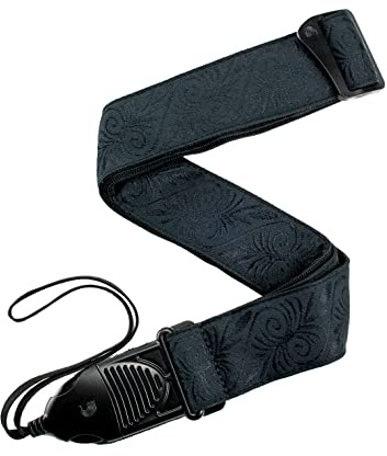D'Addario Accessories Gitarrengurt mit Schnellverschluss – Gitarrenzubehör – Akustikgitarrengurt & Akustik-E-Gitarrengurt – Schwarze Wirbel