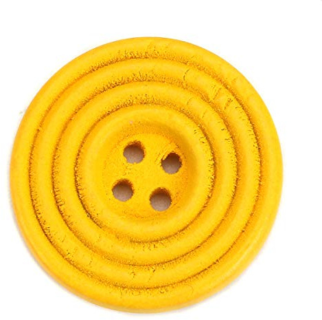 SiAura Material - 30 Stück Runde Holzknöpfe Scrapbooking Kreis 25mm, gelb, 4 Löcher I Zum Nähen, Basteln und Dekorieren