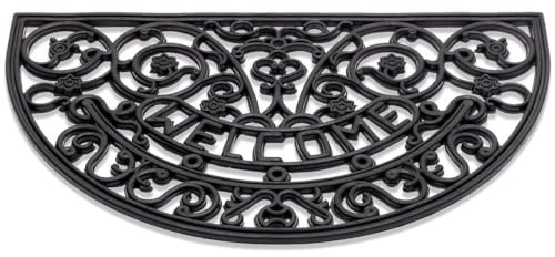 Fußmatte Welcome Gusseisen-Optik als Outdoor Gummi Türmatte - Wetterfester Fußabtreter in 40x60 cm als Aussen-bereich Schmutzfangmatte - Haus-Tür Garten Türvorleger Fußabstreifer