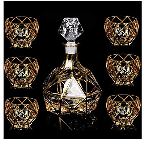 Panduo Conjunto de decantores Wine Decanter Crystal 7 Piece Tumbler Glasses Wine Decanter Tumblers Decantadores Wine Glass Sets Carafe Decanter Alcohol Gift Idea Wine Decanter Set Crystal