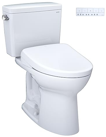 TOTO® Drake® WASHLET®+ Two-Piece Elongated 1.6 GPF TORNADO FLUSH® Toilet with S7 Contemporary Bidet Seat, Cotton White - MW7764726CSG#01