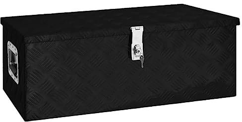 Schwarz Alubox, Strong Aluminium Werkzeugbox Alu Riffelblech Transportbox Alu Transportkiste Anhängerkiste Truckbox, 80x39x30 cm
