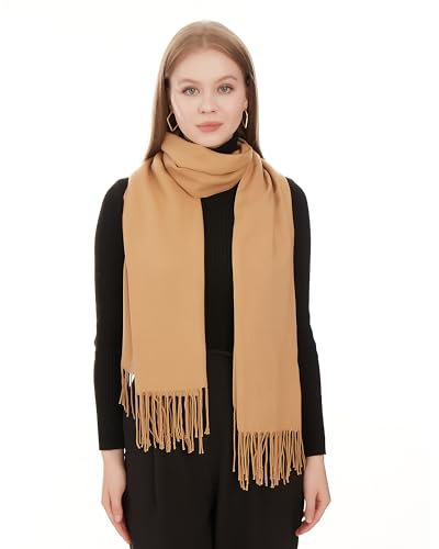 Elegante Stola Für Abendkleid - Helles Camel Schals & Tücher Für Damen - Leichter Pashmina Schal Für Frühling - Schultertuch Für Hochzeit - Halstuch Für Damen - Dünner Schal Dame Stola (Helles Camel)