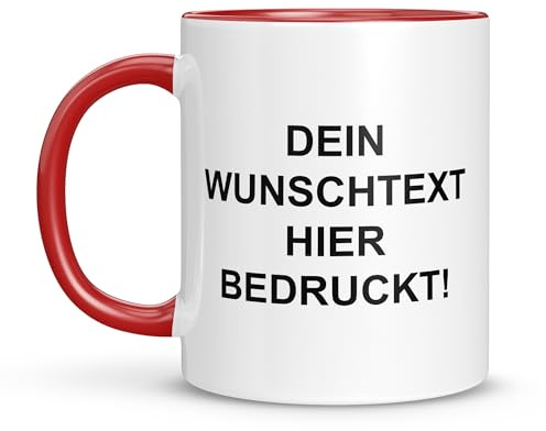 LIEBTASTISCH Personalisierte Tasse – Tasse mit Namen – Spülmaschinen- & Mikrowellengeeignet – In Deutschland bedruckt – 330 ml – Tasse personalisiert & beidseitig bedruckt – Tasse bedrucken (Rot)