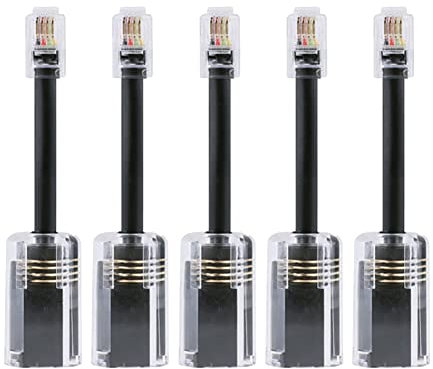 Sessleger Telefonkabel, RJ9, 4P4C, 360 Grad drehbar, Anti-, Schwarz, 5 Stück