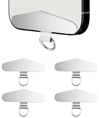Yewseas 4 PCS Cadenas para Teléfono Móvil, Almohadillas Universales de Acero Inoxidable, Parche Multifuncional para Smartphone, Cadena Universal, Ideal para la Mayoría de Teléfonos Inteligentes