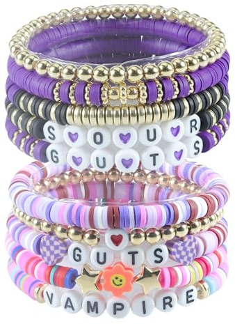 MEKEET 2SET Olivia Rodrigo Bracelets Olivia Rodrigo Merch for Music Lovers Bracelets Set for Women Girls Comfortable and Unique Music Lover Friendship Bracelet for Fans Gift Girls Women