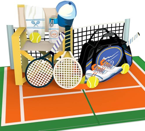 papercrush® Biglietto pop-up Tennis – Divertente biglietto di compleanno 3D con racchetta da tennis per giocatori di tennis (uomini, donne, bambini) – Idea regalo di compleanno per allenatori di