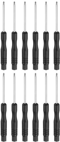 sourcing map 12pcs PH00 Mini Phillips Screwdriver #00 3.2 Length Screwdrivers 1.8 Carbon Steel with Ergonomic Handle for DIY Repairing, Black
