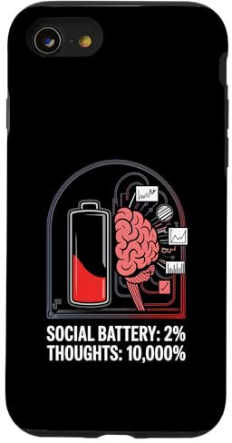 Social Battery 2 Percent Thoughts 10000 Percent Case for iPhone SE (2020) / 7 / 8