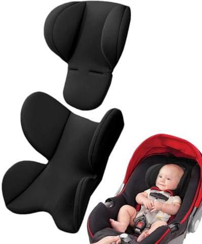 Newborns Car Seat Head Support, Newborns Car Seat Insert, Soft Baby Carseat Cushion Pad, Head Neck Seats Insert Pad, Body Support Headrest, for Carseats Pushchair Stroller Pram Carrier Lounger(Black)