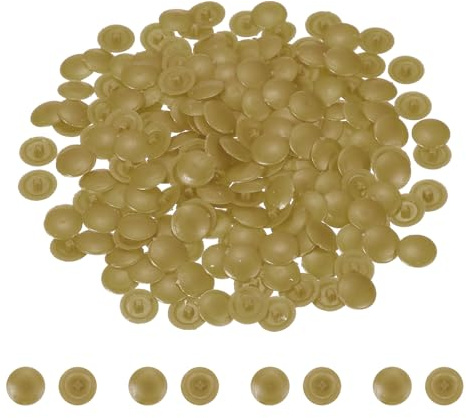 sourcing map 200 Pcs Screw Head Covers, 12mm Plastic Screw Caps Plastic Self-Tapping Caps Hole Covers for Phillips Screws Head for Furniture Cabinet Shelf Decoration, Light Brown
