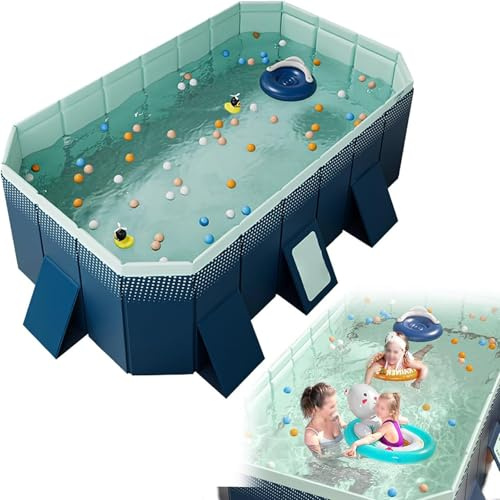ZXINXIN Blue Paddling Pool for Children, Foldable Family Pool, Adult Garden Swimming Pool, Family Swimming Pool Summer 300cm