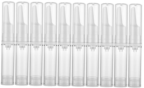POPETPOP Flacons Pompe Airless 5ml Bouteilles sous Vide Rechargeables en Plastique Lot de 10 Compactes et Sûres pour Sérum Yeux pour Voyage et Usage Quotidien