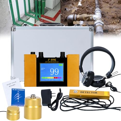 Detector de Fugas de Agua subterránea, Detector de Fugas en tuberías, Monitor localizador con Sensor de Fugas con Pantalla Digital, Auriculares con cancelación de Ruido, sensibilidad Ajusta