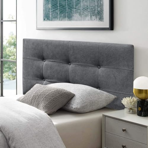 DecorQUALITY Cabeceros de Cama Button Deluxe Cabezal tapizado en Tejido Antimanchas Cabecero Acolchado Premium para Cama Dormitorio Gris Marengo 180 * 70 CM