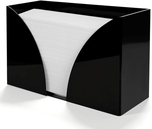 Paper Towel Dispenser，Black Paper Towel Holder，Acrylic Napkin Holder for Table，Can Wall-Mount C-Fold, Z-Fold, Trifold Paper Hand Towel Dispenser for Canteen Home and Commercial