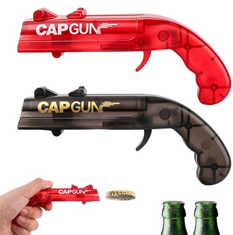 2 Pièces Decapsuleur Biere Mortier, Cap Gun Ouvre Bouteille | Noir Ouvre Bouteilles de Pistolet pour Bière ou Boissons, Ouvre-Bouteille pour la Maison, le Bar, les Fêtes, Jeux à Boire