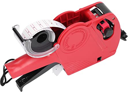 Ahgsup Manual Labeling Machine Price Labeler Label Maker Pricing Guns 8 Digits 21 X 12mm Portable with Ink Cartridge for Clothing Toys Luggage Carpets (Red)