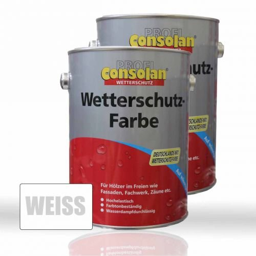2 x Consolan Wetterschutzfarbe weiss 2,5l (5 Liter)