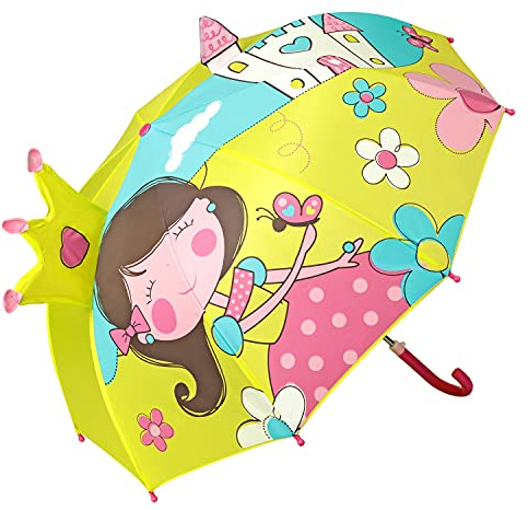 VON LILIENFELD Regenschirm Kinderschirm Kinderregenschirm Märchen Prinzessin mit Schloss Junge Mädchen Kids bis ca. 8 Jahre