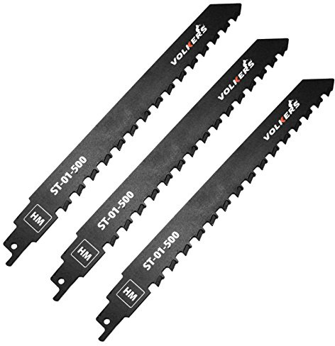 HM-Säbelsägeblatt 240 mm 3er Set | Hartmetall bestückt für Porenbeton, Zementsteine | 1/2 Universalschaft passend für alle gängigen Säbelsägen