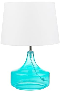 Klassiche Tischlampe Glas blau/weiss Erzen
