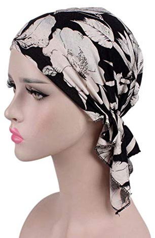 Amorar Chemio-Hut, Damenschal, aus Baumwolle, Turban, Bandana, Kopftuch, Mütze, Hijab, Haarausfall, elastisches Haarband für Krebs