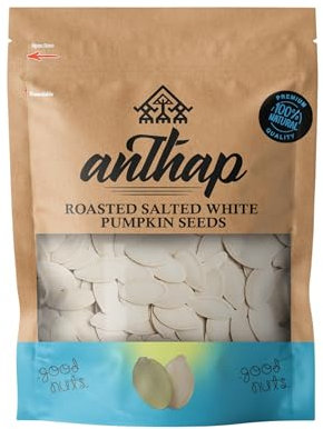 Anthap Roasted Lightly Salted White Pumpkin Seeds, Non GMO, No Oil, Perfectly Roasted & Lightly Salted, Rich in Protein & Healthy Fats, Packed with Fiber & Nutrients, 100% Natural Ingredients, 700g