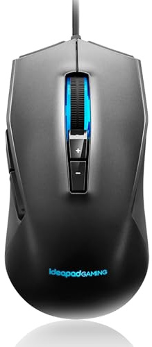 Lenovo IdeaPad Gaming M100 RGB - Ratón para Juegos USB (Sensor óptico 3200 dpi, Tasa de Informe 1000 RPS, Diseño Diestro, 2 Zonas RGB, Retroiluminación Circulante de 7 Colores, Cabe USB 1.8m) Negro