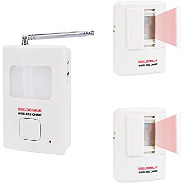 Dog Barking Alarm Motion Detector,Pir Wireless Human Body Walking Sensor Doorbell Door Security Alert System Device for Home or Office Burglar Deterrent (2Sensors + 1Receiver, White)