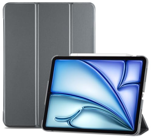 ProCase Cover per iPad Air 11 Pollici M4 2026/M3 2025/M2 2024 - Custodia Smart con Supporto Ricarica Pencil 2, Leggera con Auto Sleep/Wake, Grigio