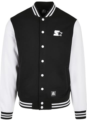 STARTER BLACK LABEL Giacca da uomo Starter College in pile, nero/bianco, XXL