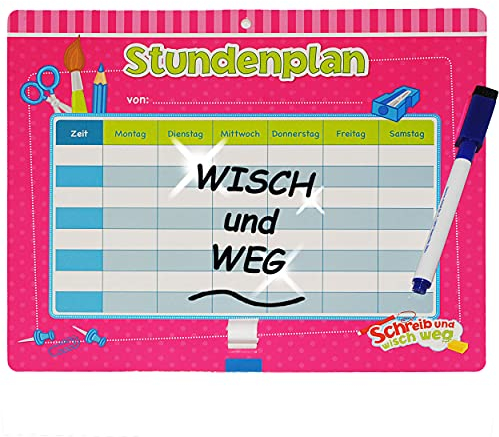 alles-meine.de GmbH Schule & Schulanfang Artikel frei wählbar Set Stundenplan/Wochenplaner/Memoboard - Wisch & Weg - abwischbar mit Folienstift - Mädchen - pink/rosa ..