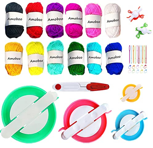 Pompon Maker,5 Taglie Fluff Ball Weaver Needle Pompom Maker Set-Fai da Te Pompoms Artigianato Doll Making Kit (39)