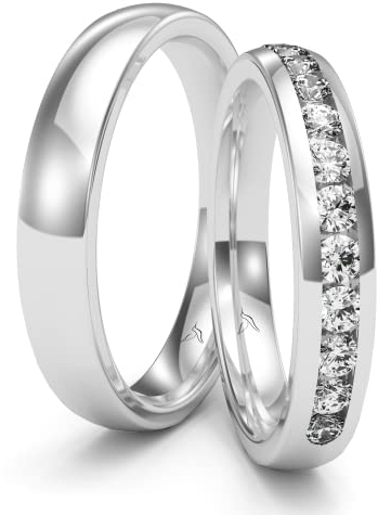 Kolibri Rings Eheringe Silber 925 11 Zirkonia Steine Paarpreis - Gravur und Etui