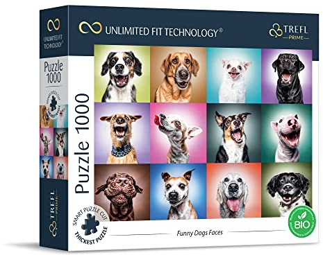 Trefl 10706 1000 Elements, Thickest Cardboard, Organic, Funny Dogs, Dog Portraits, Animals, Collage, Entertainment for Adults and Children from 12 Years, Puzzle Funny Dogs Faces