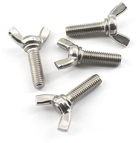 304 Stainless Steel M8 Wing Butterfly Nuts and Bolts Set, M8x20 Bolts and Wing Nuts Set Butterfly Screws and Nuts Pack of 10
